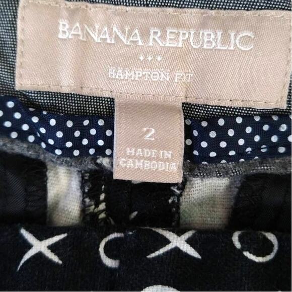 Banana Republic XOXO Hampton Fit Shorts Black White Pattern Sz 2 - Picture 5 of 13